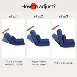 Urnodel Indoor Chaise Lounge Sofa, Floor Chair With Back Support For Adults, 14 Angle Adjustment Recliner Chair, Folding Floor Lounger With Pillow 8823(Blue) -Safavieh Furnitue Shop 41D3XuQUTdL