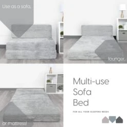 Milliard Tri Folding Sofa Mattress, 2022 Edition, Memory Foam Foldable Mattress With Ultra Soft & Washable Ribbed Fur Cover, Twin Size (75" X 38" X 6") -Safavieh Furnitue Shop 41D77rtBi8L