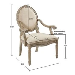 Madison Park Brentwood Accent Chairs-Birch Hardwood, Hand Carved Scroll Design Living Armchair Modern Classic Style Family Room Sofa Furniture Bedroom Lounge, Medium, Beige -Safavieh Furnitue Shop 41DBmwl3zVL