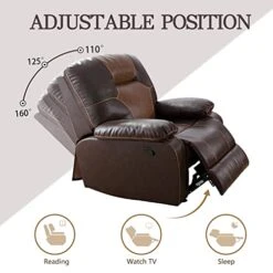 Nautery Leather Recliner Sofa,Living Room Furniture Set, Leather Sofa Set With Storage Console & Cup Holder For Office/Apartment(3 Pieces,Brown) -Safavieh Furnitue Shop 41DGpteOWGL