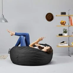 Big Joe Fuf Foam Filled Bean Bag Chair, Large, Black -Safavieh Furnitue Shop 41DHbyOvFnL
