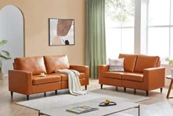 Harper & Bright Designs 2-Piece PU Leather Living Room Sofa Set, Modern Style Upholstered Sofa And Loveseat Sets With 3 Seat Sofa Couch And Loveseat Sofa For Home Or Office (2+3 Seat, Brown)
