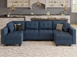 Belffin Modular Sectional Sofa Set With Ottomans Oversized U Shaped Sofa Set With Storage Seat Modular Sofa Couch With Reversible Chaises Modern Fabric Dark Grey -Safavieh Furnitue Shop 41DOxnoqaWL. AC