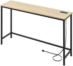 Lifewit 39.4” Console Entryway Table With 2 Power Outlets And 2 USB Ports,Industrial Narrow Sofa Table For Hallway, Living Room,Bedroom,Kitchen, Metal Frame, Rustic Brown, Easy Assembly -Safavieh Furnitue Shop 41DX1u1OC0L. AC