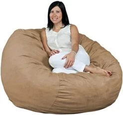 FUGU Bean Bag Chair, Premium Foam Filled 4 XL, Protective Liner Plus Removable Machine Wash Grey Cover -Safavieh Furnitue Shop 41DfduSyR L. AC