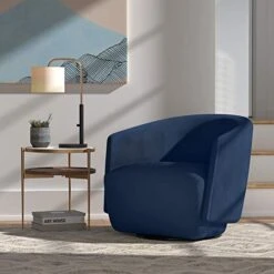 Amazon Brand - Rivet Coen Modern Velvet Upholstered Accent Swivel Chair, 30"W, Ink Blue -Safavieh Furnitue Shop 41DgK86TU4L