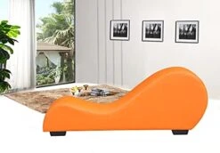US Pride Furniture Yoga Collection Modern Faux Leather Curved Lounge Chaise For Stretching & Relaxation, Ideal For Bedroom, Living, Meditation Room Or Office, Regular, Brown -Safavieh Furnitue Shop 41DsHhVvyFS. AC