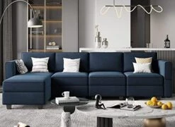 Belffin Modular Velvet Sectional Sofa With Storage Seat Oversized U Shaped Couch With Reversible Chaise Sofa Set With Ottoman Blue -Safavieh Furnitue Shop 41DtbJQzACL. AC