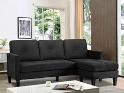 LETATA Convertible Sectional Sofa Couch With Chaise, Gray L Shaped Couch Sofa Set With Reversible Ottoman, Modern Small Sectional Couches For Living Room,Apartment,Small Spaces (Light Grey) -Safavieh Furnitue Shop 41DxTL TnaL. AC