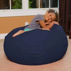 Posh Creations Bean Bag Chair For Kids, Teens, And Adults Includes Removable And Machine Washable Cover, Solid Navy Blue, 38in - Large -Safavieh Furnitue Shop 41E2dTLggrL