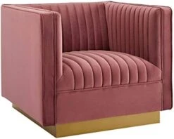 Modway Sanguine Vertical Channel Tufted Performance Velvet Upholstered Armchair In Navy -Safavieh Furnitue Shop 41E8PQbPmyL. AC