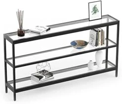 Evajoy Console Table, 55" Entryway Table With 3 Tiers, Open Glass Sofa Table For Living Room, Foyer, Entryway, Bedroom, Hallway -Safavieh Furnitue Shop 41E8oN1mX8L. AC