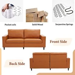 Harper & Bright Designs 2-Piece PU Leather Living Room Sofa Set, Modern Style Upholstered Sofa And Loveseat Sets With 3 Seat Sofa Couch And Loveseat Sofa For Home Or Office (2+3 Seat, Brown) -Safavieh Furnitue Shop 41EH6abefgS