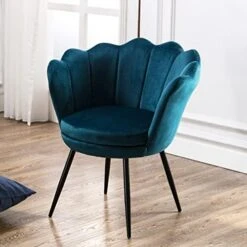 Wahson Velvet Accent Chair For Bedroom With Black Metal Legs,Leisure Armchair For Living Room/Cafe/Lounge (Teal) -Safavieh Furnitue Shop 41ENYadNDGL. AC