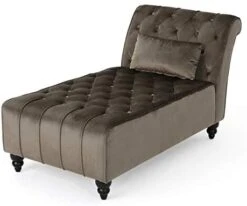 Christopher Knight Home Rubie Velvet Chaise, Grey 54D X 28.5W X 30.25H In -Safavieh Furnitue Shop 41EOBolQsTL. AC