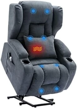 OBBOLLY Power Lift Recliner Chair For Elderly, Massage Chair Recliner With Heat, Linen Fabric Lazy Sofa Chairs With Cup Holders, USB, Side Pockets For Living Room -Safavieh Furnitue Shop 41EcmasGLSL. AC
