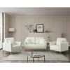 KIVENJAJA 3 Piece Living Room Furniture Set, Including 2 Accent Chair And 1 Loveseat Sofa Couch With Velvet Upholstery, Channel Tufted & 4 Pillows For Living Room Apartment, Beige