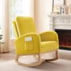 Setawix Rocking Chair For Nursery, Midcentury Modern Accent Rocker Armchair With Side Pocket, Upholstered High Back Wooden Rocking Chair For Living Room Baby Room Bedroom (Yellow - Velvet)