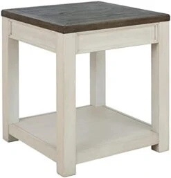 Signature Design By Ashley Bolanburg Farmhouse Square End Table With Floor Shelf, Weathered Brown & White -Safavieh Furnitue Shop 41F8vygoQLL. AC