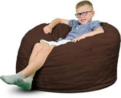 ULTIMATE SACK 3000 (3 Ft.) Bean Bag Chair: Giant Foam-Filled Furniture - Machine Washable Covers, Durable Inner Liner, 100% Virgin Foam. Comfy Bean Bag Chair. (Electric Blue, Suede) -Safavieh Furnitue Shop 41FFJrC2HsL. AC