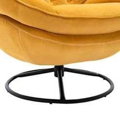 LoLado Velvet Chaise Lounge Indoor Cozy Oversized Swivel Reading Chair With Footrest, Yellow -Safavieh Furnitue Shop 41FH7dVuBIL