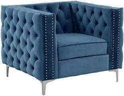 Morden Fort Living Room Furniture Modern 2 Pieces Of Chair And Loveseat Couch Set With Dutch Velvet, Iron Legs - Beige -Safavieh Furnitue Shop 41FLk7JhWL. AC