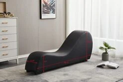 Kingway Yoga, Stretching, Relaxation Modern Faux Leather Living Room Curved Chaise Lounge, Regular, Black -Safavieh Furnitue Shop 41FMNx8kqmL