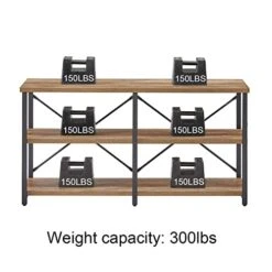 BON AUGURE Rustic Console Table With Shelves Behind Sofa, Industrial 3 Tier Entry Table For Hallway, Farmhouse Entryway Table For Living Room (55 Inch, Vintage Oak) -Safavieh Furnitue Shop 41FOnGgV3IL