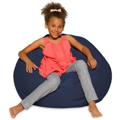 Posh Creations Bean Bag Chair For Kids, Teens, And Adults Includes Removable And Machine Washable Cover, Solid Navy Blue, 38in - Large