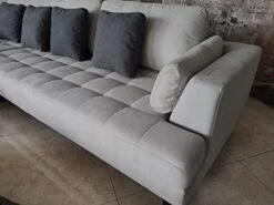 Stendmar 3pc Contemporary Grey Microfiber Fabric Sectional Sofa Chaise Ottoman S168LG -Safavieh Furnitue Shop 41FTfftQ1sL