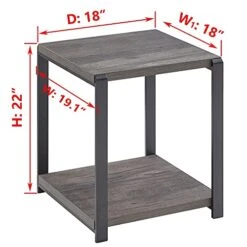 EXCEFUR End Table With Storage Shelf,Vintage Side Table For Living Room,Rustic Wood And Metal Nightstand For Bedroom,Grey -Safavieh Furnitue Shop 41FqKRuaUpS