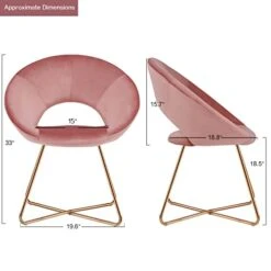 Duhome Modern Accent Velvet Chairs Dining Chairs Single Sofa Comfy Upholstered Arm Chair Living Room Furniture Mid-Century Leisure Lounge Chairs With Golden Metal Frame Legs 1 PCS Pink -Safavieh Furnitue Shop 41G2Y7ZYvvL