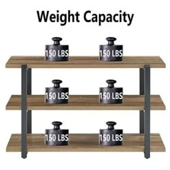 FOLUBAN Industrial Console Sofa Table, Rustic Entryway/Hallway Table With 3-Tier Open Shelf For Living Room, Oak -Safavieh Furnitue Shop 41G6Fvc6IlL