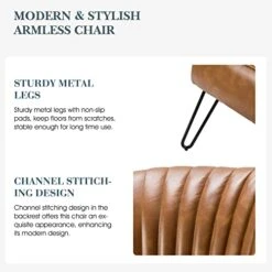 HULALA HOME Faux Leather Accent Chairs Set Of 2 With Metal Base, Mid Century Modern Living Room Chairs, Comfy Upholstered Armless Side Chairs For Bedroom, Camel -Safavieh Furnitue Shop 41GGuT5V3AL