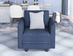 LLappuil Modular Sofa Faux Leather Fabric 112" Sectional Couch 4 Seater With Storage Seats Modern Sectional Sofa For Living Room, Office, Aqua Blue -Safavieh Furnitue Shop 41Ge19lkCzL. AC