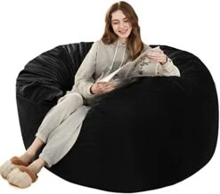 HABUTWAY Bean Bag Chair: Giant 4' Memory Foam Furniture Bean Bag Chairs For Adults With Microfiber Cover - 4Ft, Grey -Safavieh Furnitue Shop 41GjGDt32L. AC