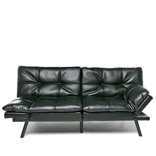 Opoiar Black Faux Leather Futon Sofa Bed Couch,3" Memory Foam Loveseat Sofa Bed,71" L Modern Sleeper Sofa Bed With Covertible Armrests,Small Space Sofa Bed For Living Room,Home Office,Apartment 3 Opoiar Black Faux Leather Futon Sofa Bed Couch,3" Memory Foam Loveseat Sofa Bed,71" L Modern Sleeper Sofa Bed With Covertible Armrests,Small Space Sofa Bed For Living Room,Home Office,Apartment - Image 3