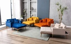 PHOYAL Velvet Chaise Lounges, Modern Tufted 2 In 1 Chaise Lounge Chair Indoor, Upholstered Sofa Recliner Lounge Chair With 3 Adjustable Angles,Convertible Sleeper Chair For Living Room Bedroom(Orange) -Safavieh Furnitue Shop 41H6kyU67cL