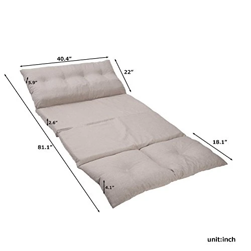 YSKWA Adjustable Fabric Folding Chaise Lounge Sofa Chair Floor Couch, Foldable With 5 Reclining Position, Love Seat,Beige 2 YSKWA Adjustable Fabric Folding Chaise Lounge Sofa Chair Floor Couch, Foldable With 5 Reclining Position, Love Seat,Beige - Image 2