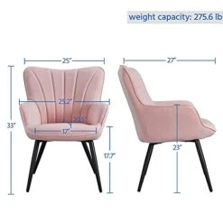 Yaheetech Accent Chair, Modern And Elegant Armchair, Linen Fabric Living Room Chair With Mental Legs And High Back For Living Room Bedroom Office Waiting Room, Pink -Safavieh Furnitue Shop 41HEyxpxSQS