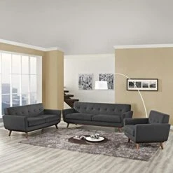 Modway Engage Mid-Century Modern Upholstered Fabric Sofa, Loveseat And Armchair In Gray -Safavieh Furnitue Shop 41HHDlepAxL