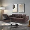 HOMREST Dutch Velvet 4-Seat Sectional Sleeper Sofa Set With Storage Ottoman, L-Shaped Couch Bed For Living Room Coffee