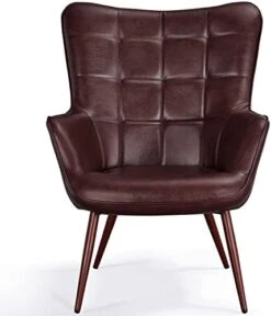 Yaheetech Faux Leather Chair Upholstered Living Room Chairs Accent Armchair With Tapered Legs Tufted Sofa Chairs For Home Office/Dining Room/Bedroom Brown, Set Of 2 -Safavieh Furnitue Shop 41HPYTnNyWL. AC