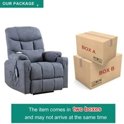 OBBOLLY Power Lift Recliner Chair For Elderly, Massage Chair Recliner With Heat, Linen Fabric Lazy Sofa Chairs With Cup Holders, USB, Side Pockets For Living Room -Safavieh Furnitue Shop 41HgYqd5q7L