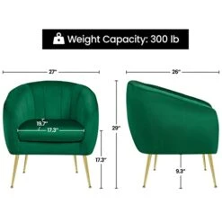 Yaheetech Accent Chair, Modern And Cozy Barrel Chair With Gold Metal Legs, Tufted Accent Armchair For Living Room/Bedroom/Office/Guest Room Green, Set Of 2 -Safavieh Furnitue Shop 41HhAep3rIL