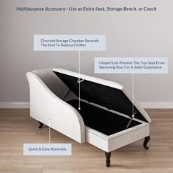 BELLEZE Modern Tufted Velvet Chaise Lounge With Storage, Elegant Victorian Vintage Style Upholstered Couch For Bedroom Or Living Room - Memphis (Beige) -Safavieh Furnitue Shop 41HomGDMVBL