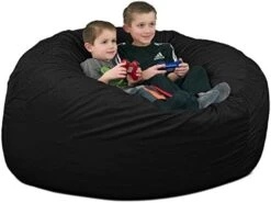 ULTIMATE SACK 4000 (4 Ft.) Bean Bag Chair: Giant Foam-Filled Furniture - Machine Washable Covers, Durable Inner Liner, 100% Virgin Foam. Comfy Bean Bag Chair. (Black, Suede) -Safavieh Furnitue Shop 41HzOpLBO L. AC