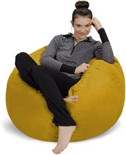 Sofa Sack Bean Bag Chair: 3' Memory Foam Furniture Bean Bag - Medium Sofa With Soft Micro Fiber Cover - Yellow -Safavieh Furnitue Shop 41I0NzdWzAL. AC