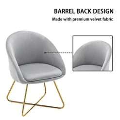 Altrobene Mid-Century Accent Chairs Set Of 2, Velvet Dinging Chair, Living Room Bedroom Chair Set, Golden Finished, Grey -Safavieh Furnitue Shop 41I4sN1NTbL