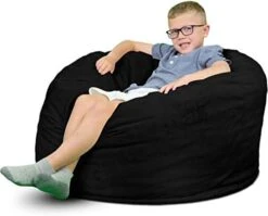ULTIMATE SACK 3000 (3 Ft.) Bean Bag Chair: Giant Foam-Filled Furniture - Machine Washable Covers, Durable Inner Liner, 100% Virgin Foam. Comfy Bean Bag Chair. (Electric Blue, Suede) -Safavieh Furnitue Shop 41IKSa 2vYL. AC